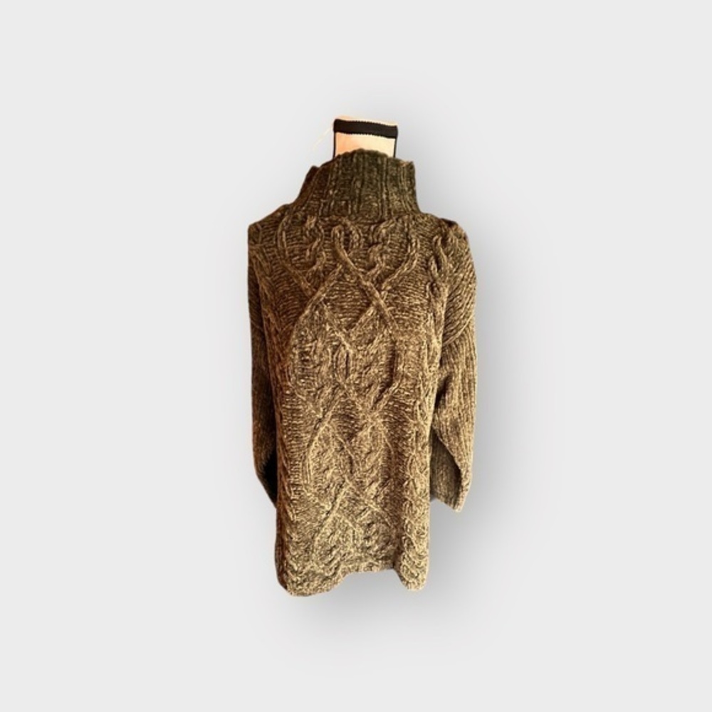 Women’s Express Handknit Tricot Chenille Sweater Sage Green Médium